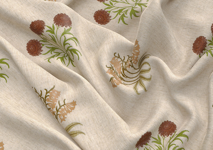 William Morris At Home Lily Flower Embroidery, Madder - Roman Blind - Image 4